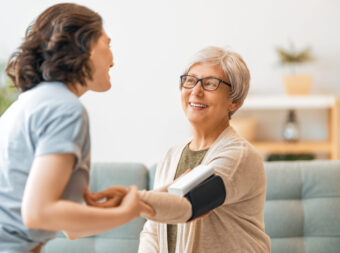 measuring blood pressure.