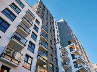 Modern residential building in Warsaw, Poland. City architecture